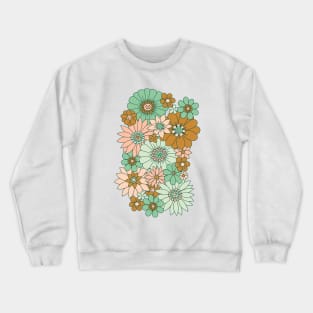 Retro Daisies in Blush + Jade Crewneck Sweatshirt